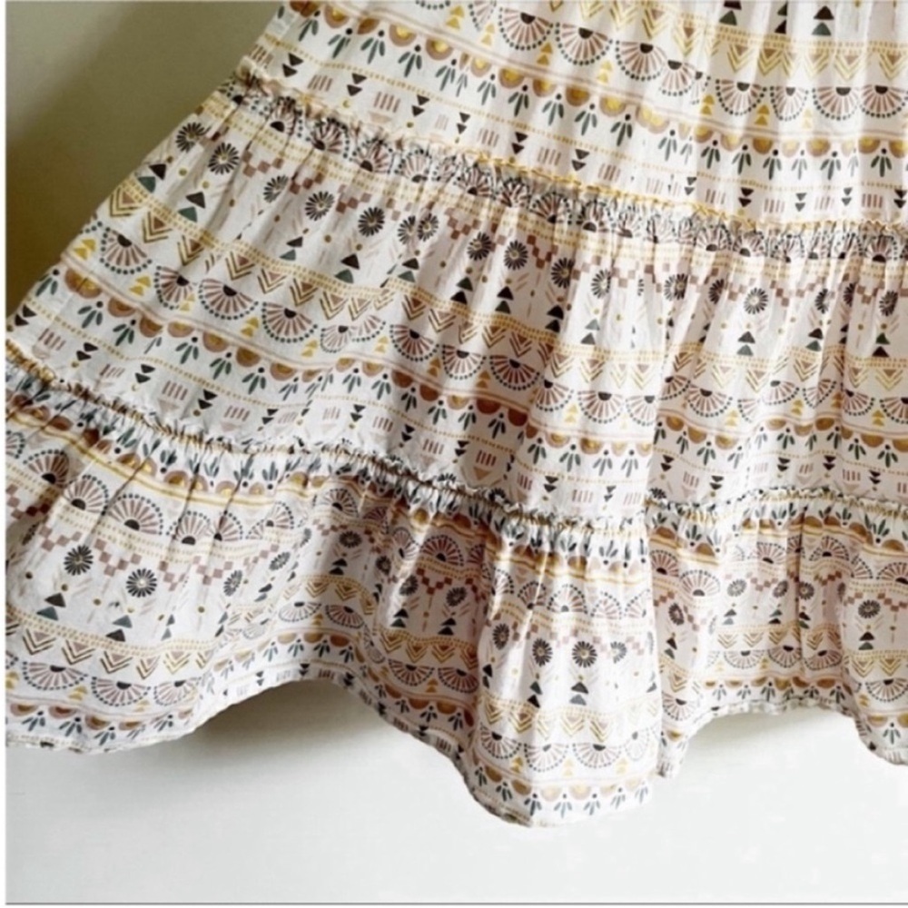 Rachel Zoe girls dress white pink geometric print tiered metallic - Picture 3 of 7